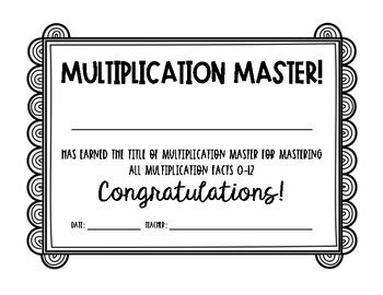 Multiplication Certificates Printable